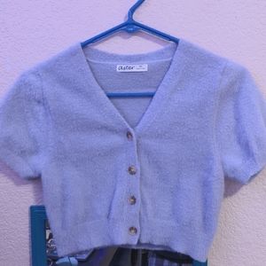 aster fuzzy crop top
